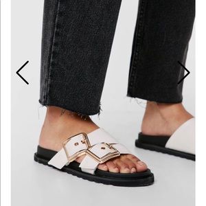 Nasty Gal Faux Leather Buckle Footbed Sandals
